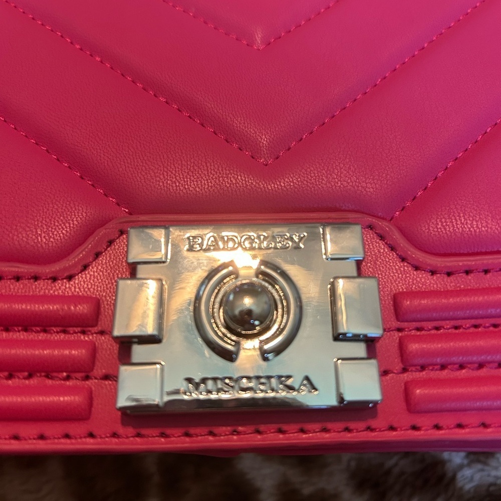 Hot Pink Badgley Mischka Quilted Crossbody Bag - Picture 2 of 14